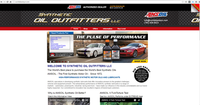Synthetic Oil Outfitters Web Site Design